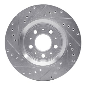 Volvo C70 Brake Rotor (1) - Front Right - R1 Concepts - Drilled & Slotted - Silver - `98-`04